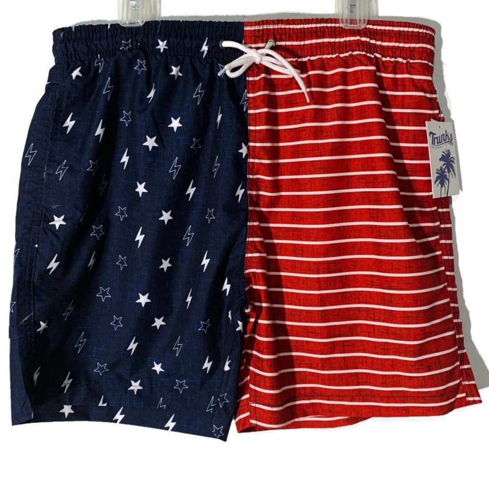 Trunks Surf & Swim Co. USA Flag Sano 6 Lightning Men’s Swim Shorts Red B…